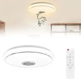 YUENFONG 48W Dimmbar LED Deckenleuchte mit Bluetooth Lautsprecher, Deckenlampe mit Fernbedienung oder APP-Steuerung, Farbwechsel Dimmbar für Kinderzimmer, Schlafzimmer, Wohnzimmer