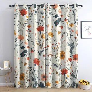 Generisch Exotische Blumen Vorhang, Blumenmuster Gardinen mit Ösen 2er Set Verdunkelungsvorhang, Modern Floral Vorhänge, Wohnzimmer Schlafzimmer Kinderzimmer Blickdichte vorhänge, 150x166 cm j1&-67