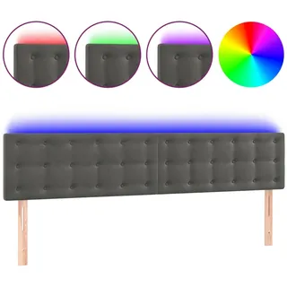 vidaXL LED Kopfteil Dunkelgrau 180x5x78/88 cm Samt