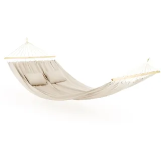 Outtec Hängematte mit 2 Kissen für 2 Personen - 200x150 cm, bis 200 kg - XXL Hammock für Outdoor, Garten, Balkon - für Kinder und Erwachsene (Beige)