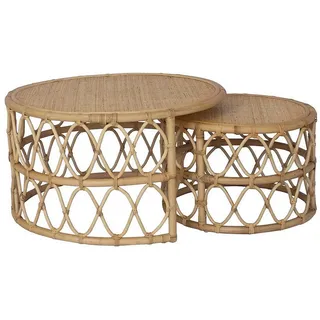 Vente-Unique 2Er-Set, Natur, Naturmaterialien, Uni, Rund, 80x45x80 cm, Wohnzimmer, Wohnzimmertische, Couchtische