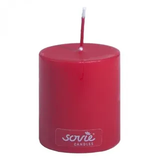 Sovie CANDLES Stumpenkerze Ø Weihnachten Advent Blockkerze | 1 Flachkopfkerze in Rot (Ø50mm x 60mm)