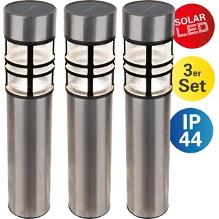 NÄVE Solarleuchte Edelstahl H 42 cm 3er Set grau
