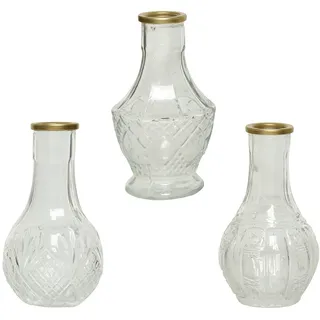 Decoris season decorations Tischvase, Vase Glas mit Goldrand 11.5cm, 1 Stück sortiert weiß