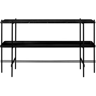GUBI - TS Konsolentisch mit Tablett, schwarz/ Marmor schwarz