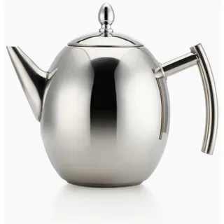 OnePine 1.0 L Teekrug Edelstahl teekanne mit Siebeinsatz,Edelstahl Kaffeekanne Kein Magnet Oliven-Kaffeekanne Teekanne mit sieb (Silber)