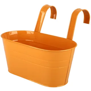 Hängender Pflanzkasten Für Balkon Und Terrasse – 2 Orangefarbene Eisenpflanzkästen Für Geländer, Garten Und Terrasse – 28 X 16 Cm Mit Abflusslöchern