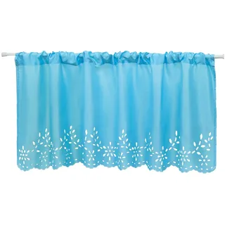 Joyswahl Küchen Scheibengardine Voile Bistrogardine mit Lasercut-Muster »Carmen« Stangendurchzug Gardine Stores HxB 60x90cm Petrol 1er Pack