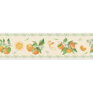 AG Design Selbstklebende Bordüre Sonnige Orangen, AWB 8442 | Wasserfest Dekoration für Wände, Möbel, Tapeten, Wandverkleidungen und Türen, Folie| Breite 500 cm x Höhe 13.8 cm