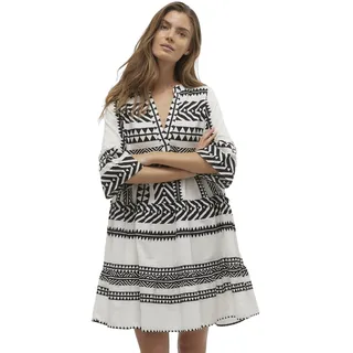 Vero Moda Dicthe Kleid Mit 3/4-ärmeln Snow White / Aop Ibiza Black L