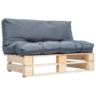 vidaXL Loungesofa Outdoor-Sofa Paletten mit Kissen in Grau Kiefernholz, 1 Teile grau 66 cm x 25 cm x 66 cm