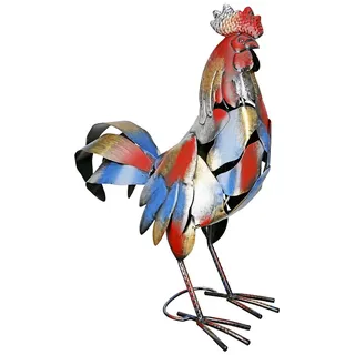 Gilde Figur Hahn XL - Tierfigur Skulptur Metall handgefertigt und handbemalt - Dekoration Geschenk - Mehrfarbig Höhe 50 cm