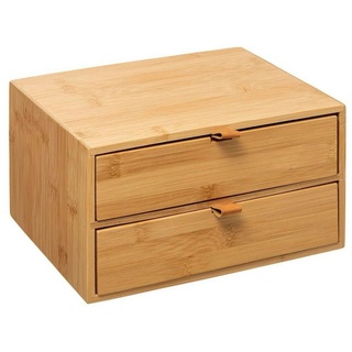 MF Organizer MF Schreibtisch Büro Organizer aus 100% Bambus Holz mit 2 Schubladen beige