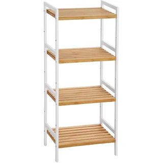 SONGMICS Bambus Regal, Küchenregal, Badregal, Bücherregal, Standregal mit 4 Ablagen, 45 x 31,5 x 111 cm, für Bad, Küche, Wohnzimmer, Schlafzimmer, Balkon, naturfarben BCB74WN