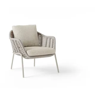 2er Set Suns Casto Dining/Lounge Gartensessel Aluminium/Rope inkl. Kissen Camel Sand/Beachy bouclé - Camel sand