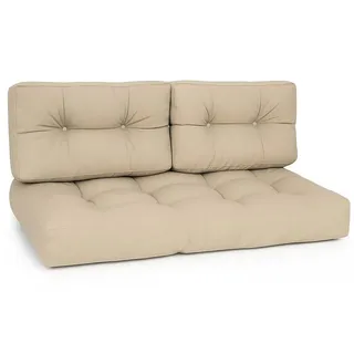 Beautissu Palettenkissen Palettenkissen Outdoor 1x Sitzkissen & 2x Rückenkissen, Natur, Outdoor 1x Sitzkissen 120x80 cm & 2X Rückenkissen 60x40 cm beige