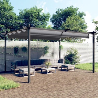 Tidyard Pavillon mit Ausziehbarem Dach Gartenpavillion Pergola Sonnenschutz Gartenzelt Überdachung Terrasse Garten 4x3 m Anthrazit