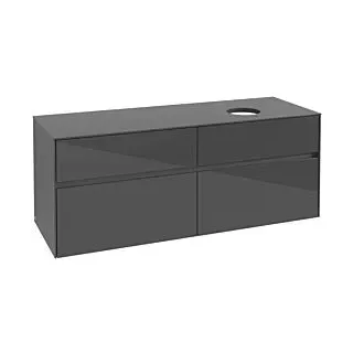 Waschbeckenunterschrank 140 x 55 cm Glossy Grey
