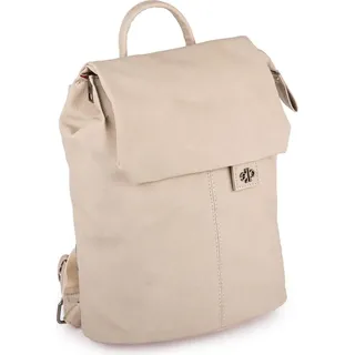 Jennifer Jones Klein Damen Rucksack Alltag aus weichem Kunstleder mit klappe beige - Beige