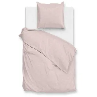 Zo!Home Flanella di Lino Melange Baumwolle Rosa 135 x 200 cm + 80 x 80 cm