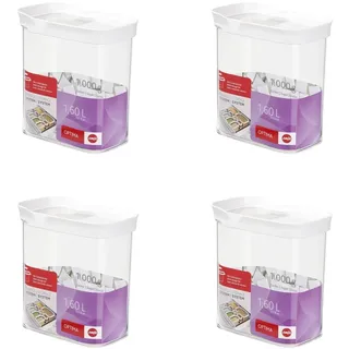 EMSA 514551 OPTIMA Trockenvorrats-Schüttdose mit Schiebedeckel, 1,6 Liter, klar/weiß (4er Pack) - Weiß