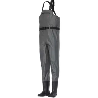 Abu Garcia Angelwathosen | Strapazierfähige Nylon-Brustwathosen mit Wasserdichten PVC-Stiefeln mit Profilsohle, Innenfilzsohle und wasserabweisender Fronttasche für Angler | Dunkelgrau | 46/47