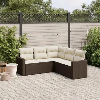 Festnight Gartenlounge Balkon Lounge mit Stauraum Rattan Sofa Balkon Garten Lounge Sofa Outdoor Ecklounge Sitzecke Balkon Klein Loungemöbel Gartensofa Ecksofa Balkonmöbel Rattansofa Couch