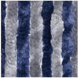 Moritz Türvorhang Flauschvorhang 56 x 185 cm blau grau, Hakenaufhängung (1 St), abdunkelnd, Chenille Vorhänge Camping Türvorhang Wohnwagen Wohnmobil Zubehör weiß
