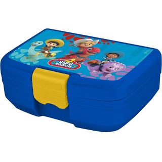 P:os 35124 - Dino Ranch Brotdose für Kinder mit einem Fach, Lunchbox aus Kunststoff mit Clipverschluss, Vesperdose für Kindergarten, Schule und Freizeit