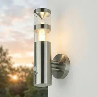 Licht-Erlebnisse Außenwandleuchte Edelstahl 33,0 cm Bewegungsmelder 350 lm weiß