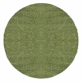 Hochflor-Teppich Unicolor - Einfarbig, Carpetsale24, Rund, Höhe: 30 mm, Einfarbig Shaggy Teppich Wohnzimmer Langflor versch. farben und größen grün Rund - 120 cm x 120 cm x 30 mm