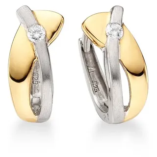 Bruno Banani Paar Creolen Schmuck Geschenk Silber 925 Ohrschmuck Ohrringe, mit Zirkonia (synth) gelb|goldfarben|silberfarben