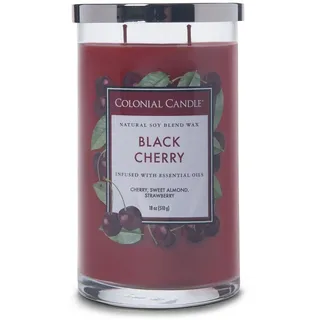 Colonial Candle Große Duftkerze im Glas mit Deckel | Black Cherry | Kirsche | Mehrere Dochte | Lange Brenndauer (60h) | Rot (538g)