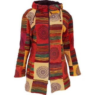 Goa Patchwork Kurzmantel, Boho Hippie Jacke - Rostorange, Damen, Baumwolle, Größe: S - Braun - 38