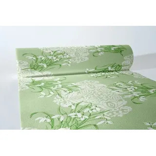 Sovie Horeca Tischläufer Melanie in grün aus Linclass® Airlaid 40 cm x 24 m, 1 Stück Hochzeit Frühling Blumen
