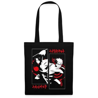 Spreadshirt Henkeltasche Naruto Shippuden Cooles Design Mit Sasuke & Naruto Stoffbeutel (1-tlg) schwarz