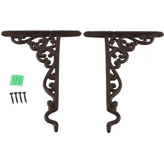 Kueohse 2 Packung Guss Pflanzen Aufhänger Hängender Pflanz Korb Wand Haken mit Schrauben, Vintage Metall Wand Ständer für Futter Tröge, Pflanz Gefäße, Wand Halterungen