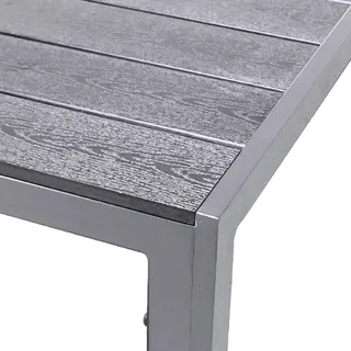 FineHome XL WPC Gartentisch Aluminium Silber/Grau Esstisch Gartenmöbel Tisch Holzimitat wetterfest 180x90x74cm