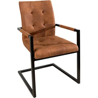 Riess-Ambiente Stuhl OXFORD - vintage braun mit Armlehne Eisengestell Design Freischwinger