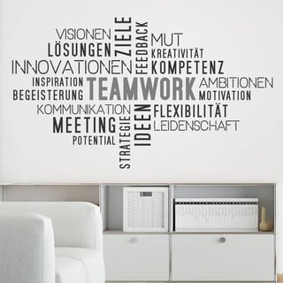 DESIGNSCAPE® Wandtattoo Teamwork Wortwolke | Wanddeko für Büro oder Arbeitsplatz | Farbe 1: violett | Größe: mittel (120 x 70 cm)