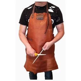 Spectrum Grillschürze Lederschürze Grillschürze Unisex Büffelleder 80 x 58 cm hellbraun braun