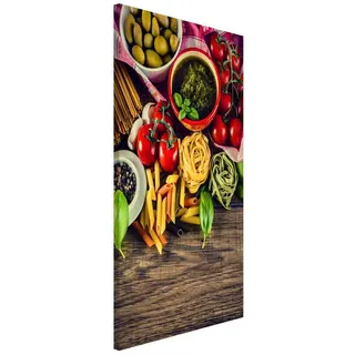 Bilderdepot24 Magnettafel Küche bunt Pasta, (1-tlg., Magnetboard Pinnwand für die Wand - metallische Tafel für Magnete), Magnetwand groß mit Motiv modern Memoboard magnetisch Hochformat bunt 30 cm x 40 cm