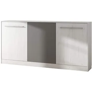 BIM Furniture Wandbett Horizontal Schrankbett Roger 90x200 cm Wandklappbett, Schrankklappbett, Schrank mit integriertem Klappbett, Funktionsbett (Craft Weiss/Graphit, Ohne zusätzlichen Regalen)