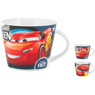 Home Disney Cars 3 Tasse Frühstücksset, Porzellan, Rot