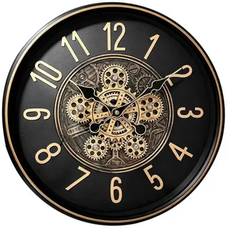 Hermann Jäckle Wanduhr 3116E Schwarz Goldfarben Skelett Industrial Vintage 41 cm