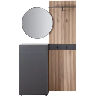 Roba Kompaktgarderobe »Salon« - 120x38x200cm - braun - Holz / Metall / Glas