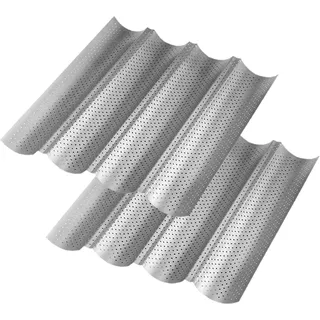 Wolfcut Baguette-Backblech im 2 er Set aus Karbonstahl - Baguetteblech für vier Baguettes - Baguetteform für ein optimales Backergebnis