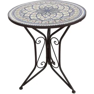 Mosaiktisch 'Mare' Garten Balkon Rustikal, lackiertes Metall,farbiges Steindekor FF-229038