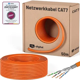 HB-Digital CAT 7 Kabel Netzwerkkabel max. 1000 MHz S/FTP AWG23 LSZH orange