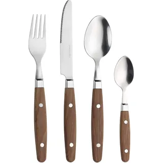 Prima Collection Country Besteck-Set, 24-teilig, aus nickelfreiem Edelstahl, mit Griff, Farbe: Holz, mit Geschenkbox